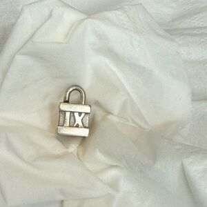 Tiffany sterling silver Atlas cube padlock charm with Roman numerals